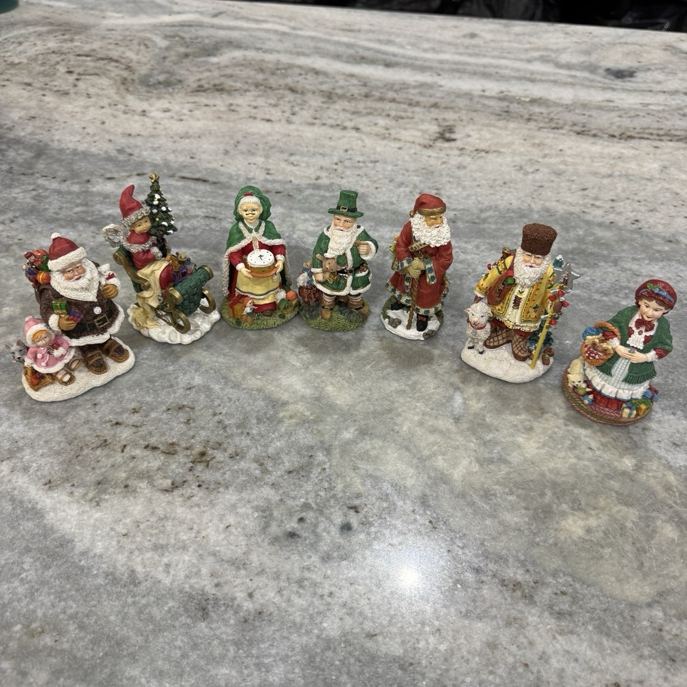 VTG Lot of 7 International Resources LLC Santa Claus Christmas Figurine